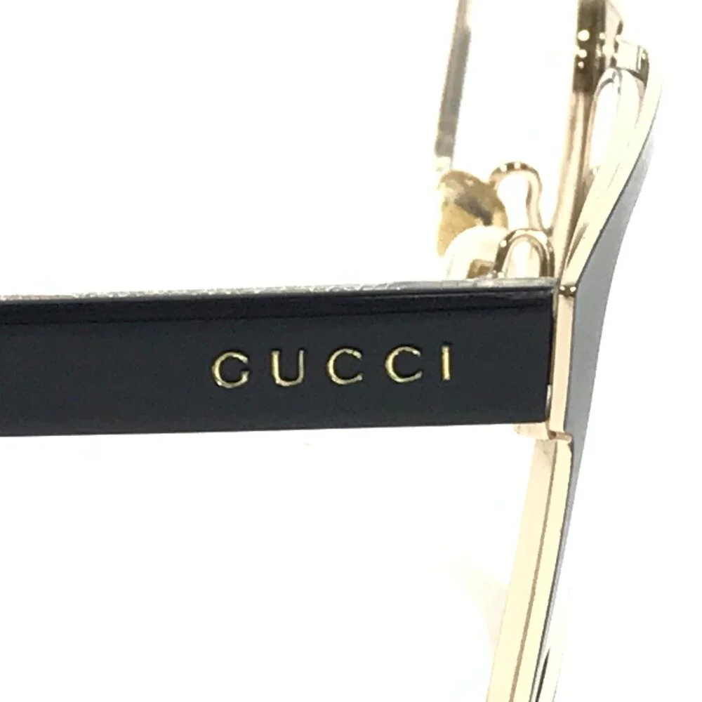 Gucci Eyeglasses Frames GG0317OZ 001 Black Gold Rectangle Full Rim 56-17-145